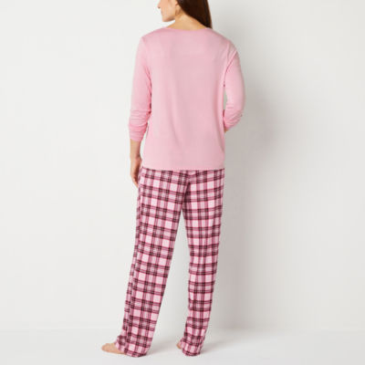 Liz Claiborne Cool and Calm Womens Crew Neck Long Sleeve 2-pc. Pant Pajama  Set