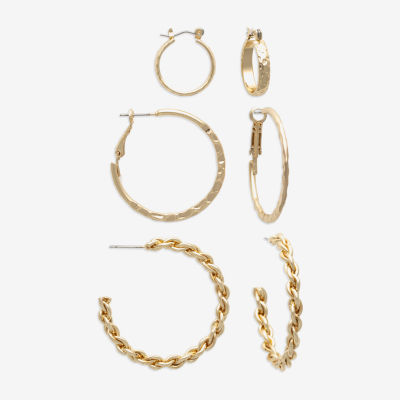 Mixit Gold Tone 3 Pair Earring Set