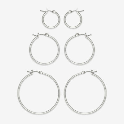 Mixit Hypoallergenic Silver Tone Hoop Pair Earring Set