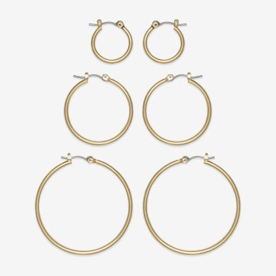 Mixit Hypoallergenic Gold Tone Hoop Pair Earring Set