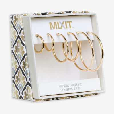 Mixit Hypoallergenic Gold Tone Hoop Pair Earring Set