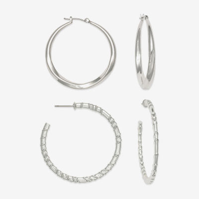 Mixit Hypoallergenic Silver Tone Hoop Pair Earring Set