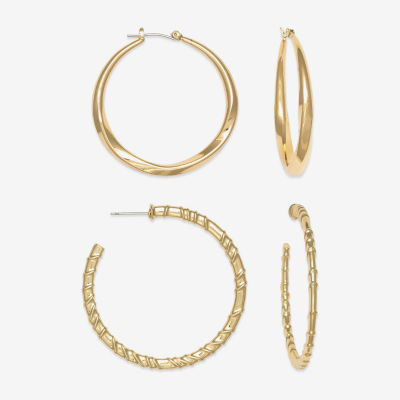 Mixit Hypoallergenic Gold Tone Hoop 2 Pair Earring Set