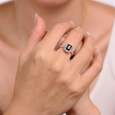 Womens Genuine Black Onyx Sterling Silver Cocktail Ring