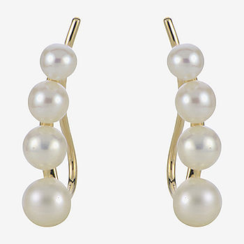Yellow Cultured Freshwater Pearl Star Flower Earrings Sterling Silver Yellow Cultured Freshwater Pearl Star Flower Earrings Sterling Silver