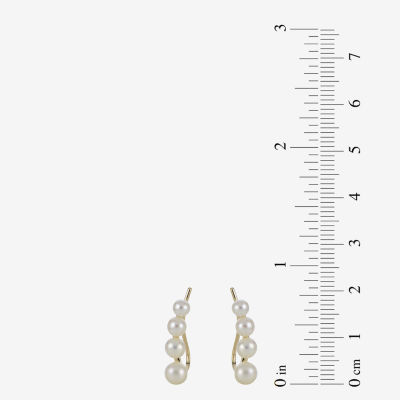 Cultured Freshwater Pearl and 14K Yellow Gold Climber Earrings