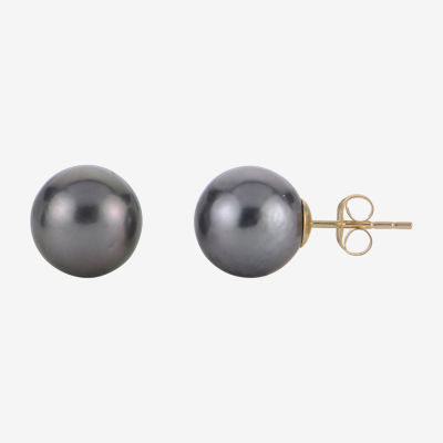 Tahitian Pearl 10-11mm 10K Yellow Gold Stud Earrings