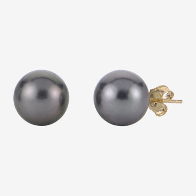 Tahitian Pearl 10-11mm 10K Yellow Gold Stud Earrings