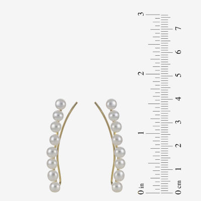Womens White Cultured Freshwater Pearl 10K Gold Ear Climbers