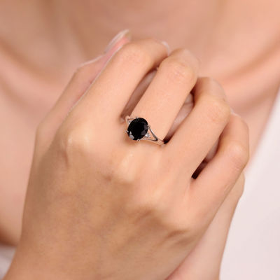 Womens Genuine Black Onyx Sterling Silver Cocktail Ring