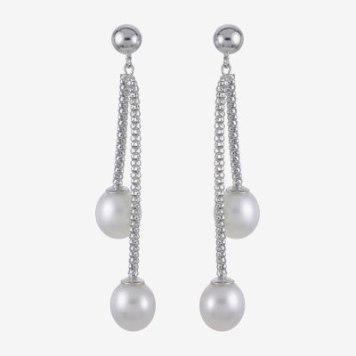 Cultured Freshwater Pearl Sterling Silver Drop Earrings