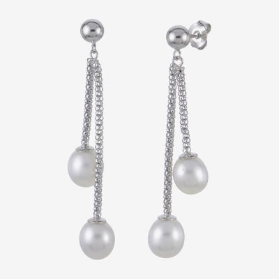 Cultured Freshwater Pearl Sterling Silver Drop Earrings