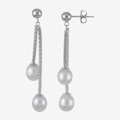 Cultured Freshwater Pearl Sterling Silver Drop Earrings