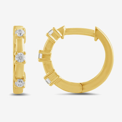 Diamond Accent Lab Grown White Diamond Accent 10K Gold 10.4mm Hoop Earrings