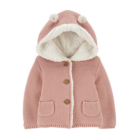 Carter's Baby Girls Hooded Lightweight Sherpa Lined Softshell Jacket, Newborn, Pink