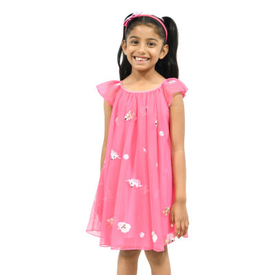 Lilt Little Girls Short Sleeve Flutter A-Line Dress