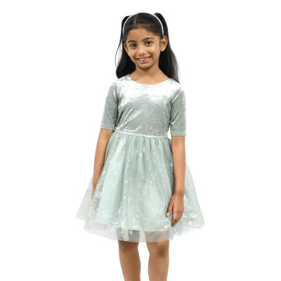 Lilt Little Girls Elbow Sleeve Fitted Party Dress