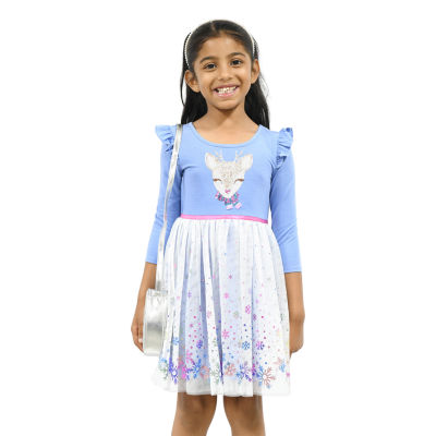 Lilt Little Girls 3/4 Sleeve Ruffled Tutu Dress