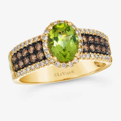 Le Vian® Ring featuring 1 1/6 cts. Green Apple Peridot™, 1/3 Chocolate Diamonds®, 1/4 Nude Diamonds™ set 14K Honey Gold™