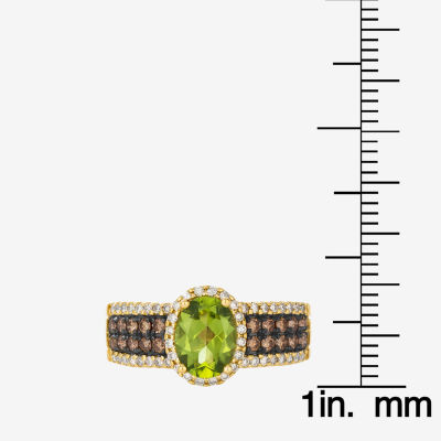 Le Vian® Ring featuring 1 1/6 cts. Green Apple Peridot™, 1/3 Chocolate Diamonds®, 1/4 Nude Diamonds™ set 14K Honey Gold™