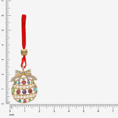 Monet Jewelry Gold Tone Pastel Christmas Ornament