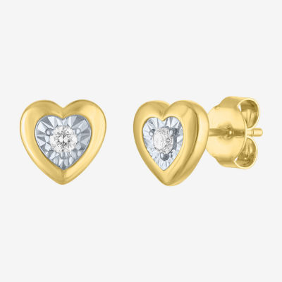 (G-H / I1-I2) 1/10 CT. T.W. Lab Grown White Diamond 14K Gold Over Silver 7.5mm Heart Stud Earrings