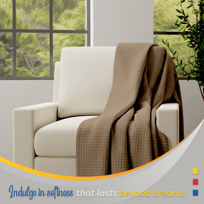 Color Sense 100% Cotton Waffle Blanket Set