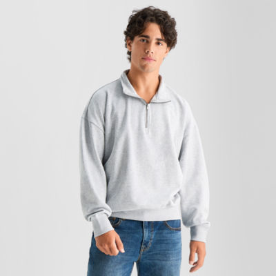 Arizona Mens Mock Neck Long Sleeve Quarter-Zip Pullover, Color: Lt