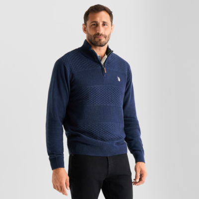 U.S. Polo Assn. Textured Mens Mock Neck Long Sleeve Quarter-Zip
