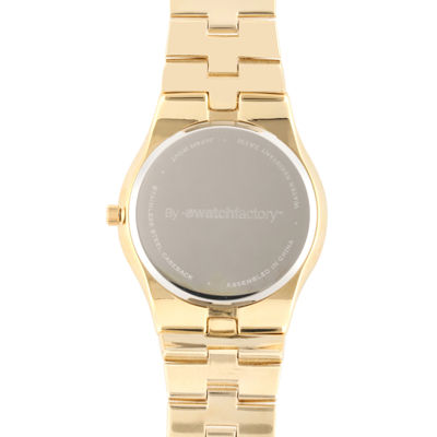 Personalized Dial Mens Diamond-Accent Gold-Tone Watch