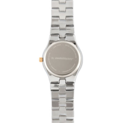 Personalized Dial Womens Diamond-Accent Two-Tone Bracelet Watch