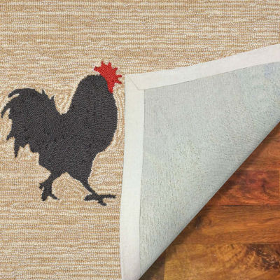 Liora Manne Frontporch Roosters Animal Hand Tufted Indoor Outdoor Rectangular Accent Rug