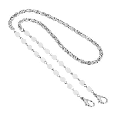 1928 Silver Tone Womens 22 Inch Link Face Mask Holder