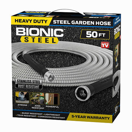 Bionic Steel 50 Foot Heavy Duty Stainless Steel Flexible And Lightweight Garden Hose, One Size, Silver