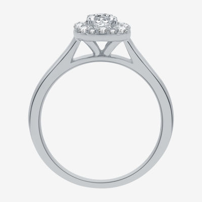 (H-I / I1) I Said Yes Womens 1 CT. T.W. Lab Grown White Diamond Sterling Silver or 14K Gold Over Silver Cushion Halo Bridal Set