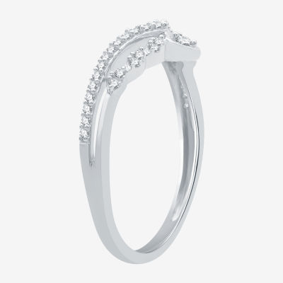 I Said Yes (H-I / I1) 1/5 CT. T.W. Lab Grown White Diamond Sterling Silver or 14K Gold Over Silver Chevron Wedding Band