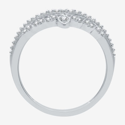 I Said Yes (H-I / I1) 1/5 CT. T.W. Lab Grown White Diamond Sterling Silver or 14K Gold Over Silver Chevron Wedding Band