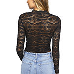 Forever 21 Lace Long Sleeve Crop Top Womens Crew Neck Long Sleeve Crop Top Juniors