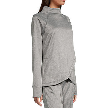 Sunisery Women's Gray Long Sleeve O Neck Pattern Print Rhinestone T-shirt 