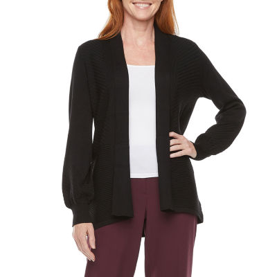 Liz Claiborne Petite Womens Long Sleeve Open Front Cardigan - JCPenney