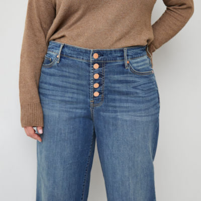 a.n.a - Plus Stretch Fabric Womens High Rise Regular Fit Wide Leg Cropped Jean