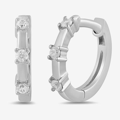 Diamond Accent Lab Grown White Diamond 10K White Gold 10.5mm Hoop Earrings