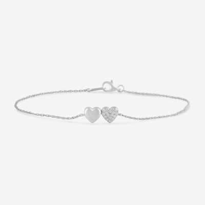 10K White Gold 6 3/4 Inch Rope Heart Chain Bracelet