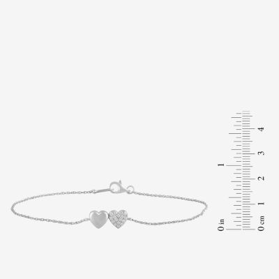 10K White Gold 6 3/4 Inch Rope Heart Chain Bracelet