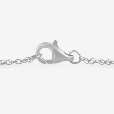 10K White Gold 6 3/4 Inch Rope Cross Chain Bracelet