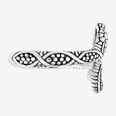 Snake Womens Sterling Silver Cocktail Ring