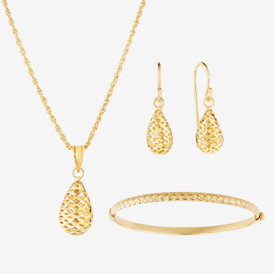 14K Gold Over Silver Pear 4-pc. Jewelry Set