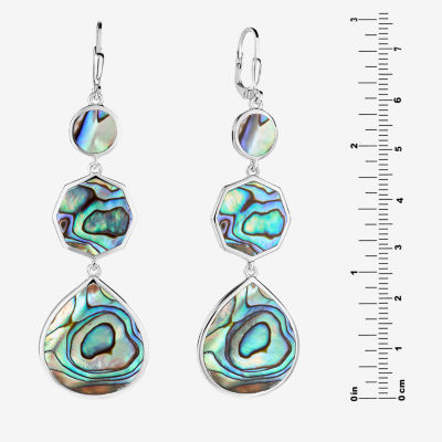 Genuine Multi Color Abalone Sterling Silver Pear Drop Earrings