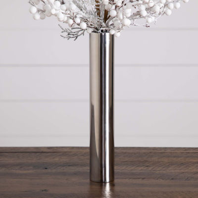 Nearly Natural 30in Artificial In Cylinder Chrome Vase Artificial Flowers