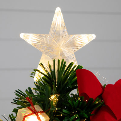 Nearly Natural 24in Pre-Lit Fiber Optic Classic Star Topped With Decorative Planter 2 Foot Pre-Lit Potted Fir Christmas Tree